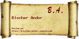Blocher Andor névjegykártya